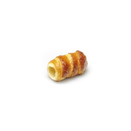 corneto de massa folhada dourada e oca, fundo branco