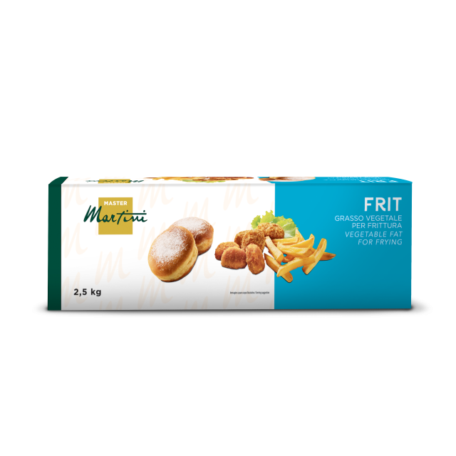 Caixa de gordura vegetal para fritura Master Martini FRIT, 2,5 kg, com rosquinhas com açúcar, nuggets e batatas fritas