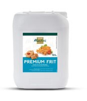 Galão plástico branco de 10 litros de óleo de fritura Premium Frit com rótulo de salgados e legumes fritos