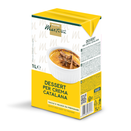 Caixa amarela de 1L Master Martini Crema Catalana, mistura para creme caramelizado com anis-estrelado