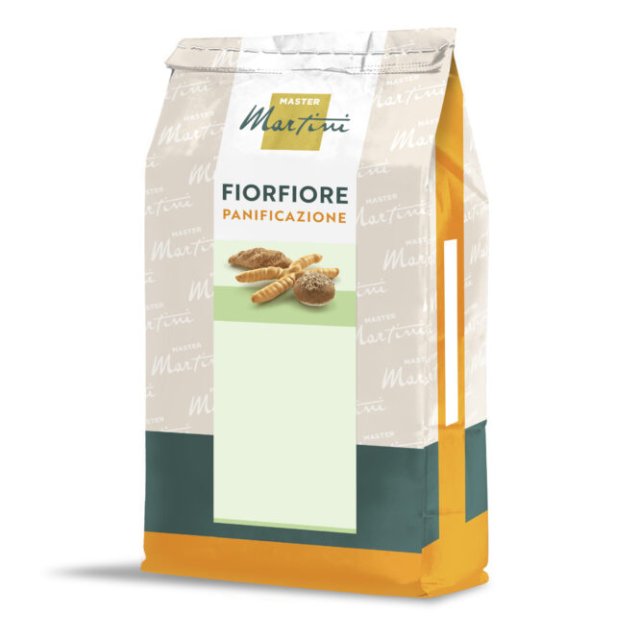 Pacote de mistura para pão Master Martini Fiorfiore Panificazione com pães variados na embalagem.