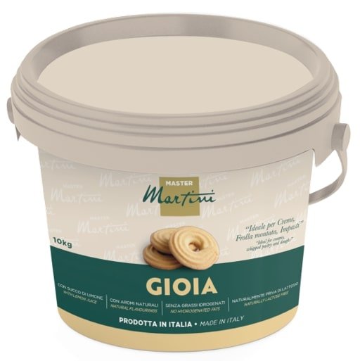 Balde plástico cinza de 10kg de creme de confeiteiro Master Martini Gioia, para cremes, massas batidas e massas