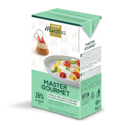 Creme de leite Master Martini Master Gourmet 1L, 26% de gordura, sem glúten, para confeitaria e cozinha