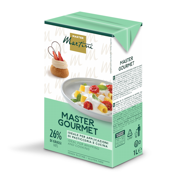 Creme de leite Master Martini Master Gourmet 1L, 26% de gordura, sem glúten, para confeitaria e cozinha
